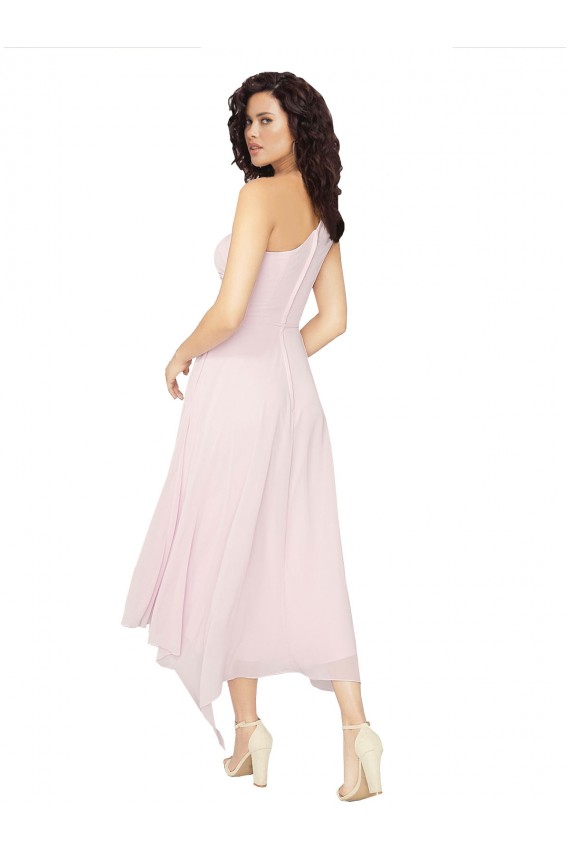 Midi Length Sleeveless Soft Chiffon Black A-Line High Low Bridesmaid Dress Edmonton