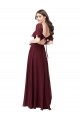 Long Short Flutter Sleeves Soft Chiffon Burgundy Gold A-Line Formal Dress / Bridesmaid Dress Edmonton