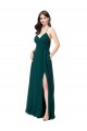 Long Sleeveless Chiffon Hunter Green A-Line Wedding Party Dress Edmonton