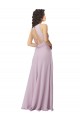 Long Sleeveless Soft Chiffon Pink Glow Halter Neck A-Line Bridesmaid Dress Edmonton