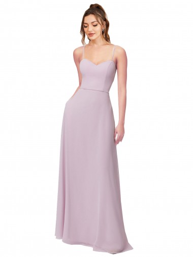 Long Sleeveless Soft Chiffon Pink Glow Sweetheart A-Line Bridesmaid Dress Edmonton