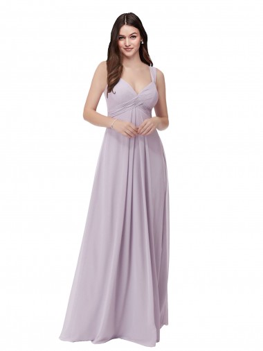 Long Sleeveless Soft Chiffon Pink Glow A-Line Bridesmaid Dress Edmonton