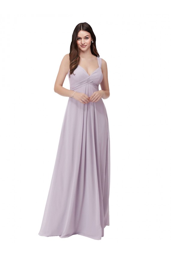 Long Sleeveless Soft Chiffon Pink Glow A-Line Bridesmaid Dress Edmonton