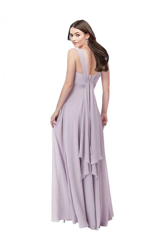 Long Sleeveless Soft Chiffon Pink Glow A-Line Bridesmaid Dress Edmonton