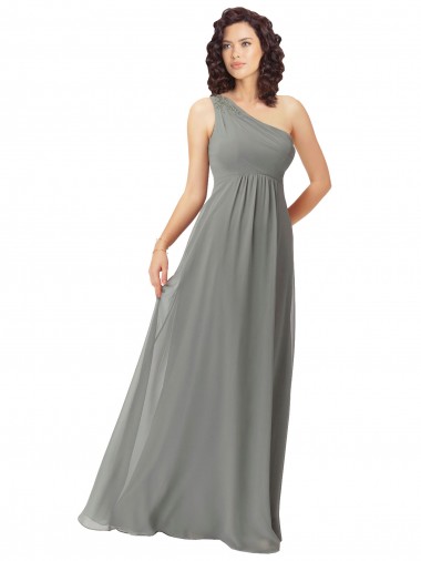 Long Sleeveless Soft Chiffon Wisteria A-Line Bridesmaid Dress Edmonton