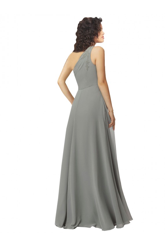 Long Sleeveless Soft Chiffon Wisteria A-Line Bridesmaid Dress Edmonton