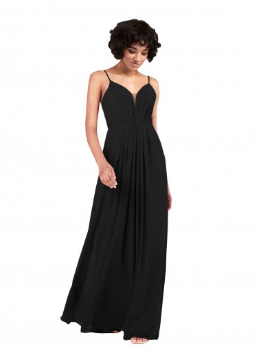 Long Sleeveless Soft Chiffon Black Column Formal Evening Gown / Bridesmaid Dress Edmonton