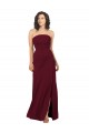 Long Sleeveless Soft Chiffon Burgundy Strapless Sheath Bridesmaid Dress Edmonton