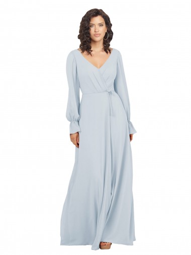 Long Long Sleeves Soft Chiffon Sea Glass A-Line Formal Dress / Bridesmaid Dress Edmonton