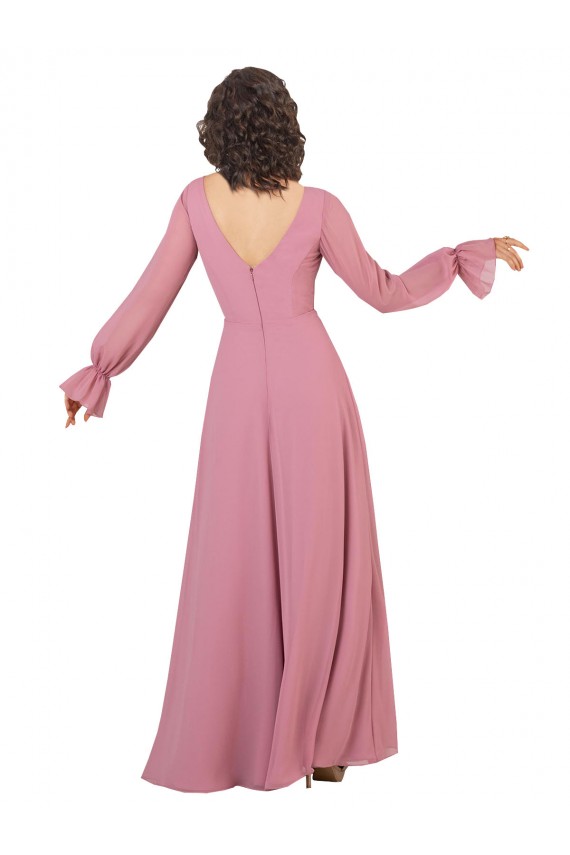 Long Long Sleeves Soft Chiffon Sea Glass A-Line Formal Dress / Bridesmaid Dress Edmonton