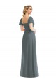Long Puff Sleeves Soft Chiffon Slate Grey A-Line Semi Formal Evening Dress / Bridesmaid Dress Edmonton