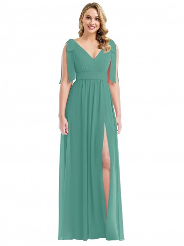Long Sleeveless Soft Chiffon Icelandic Silver A-Line Semi Formal Evening Dress / Bridesmaid Dress Edmonton