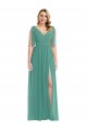 Long Sleeveless Soft Chiffon Icelandic Silver A-Line Semi Formal Evening Dress / Bridesmaid Dress Edmonton