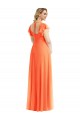 Long Flutter Sleeves Soft Chiffon Tangerine Tango A-Line Semi Formal Evening Dress / Bridesmaid Dress Edmonton