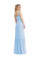 Long Sleeveless Soft Chiffon Light Sky Blue A-Line Semi Formal Evening Dress / Bridesmaid Dress Edmonton