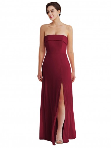 Long Sleeveless Soft Chiffon Burgundy A-Line Formal Evening Gown / Bridesmaid Dress Edmonton