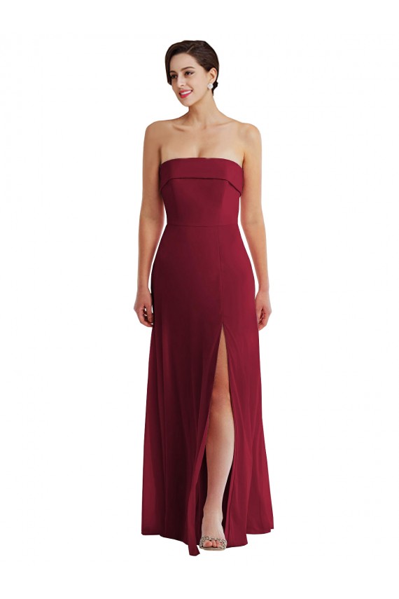 Long Sleeveless Soft Chiffon Burgundy A-Line Formal Evening Gown / Bridesmaid Dress Edmonton