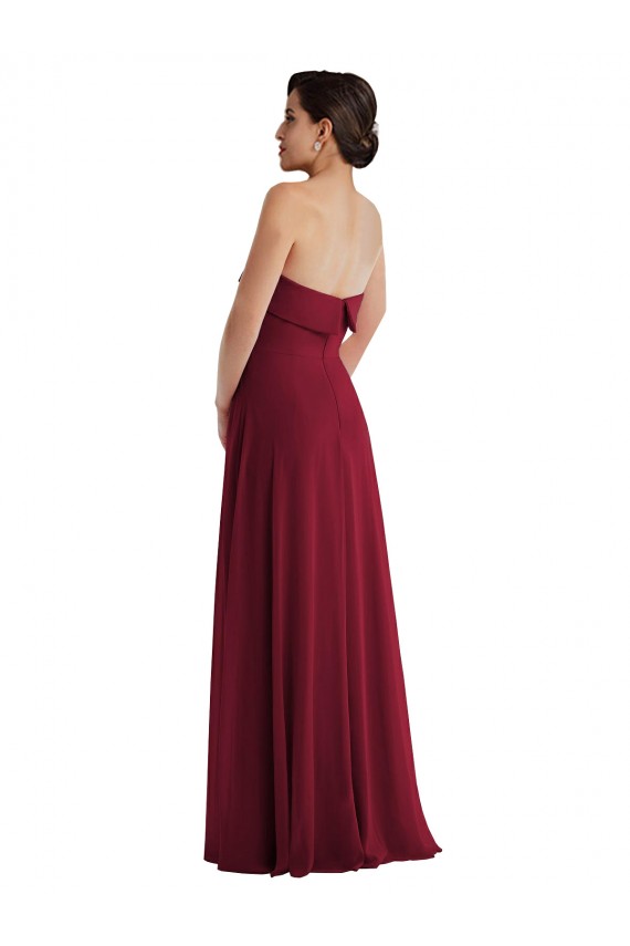 Long Sleeveless Soft Chiffon Burgundy A-Line Formal Evening Gown / Bridesmaid Dress Edmonton