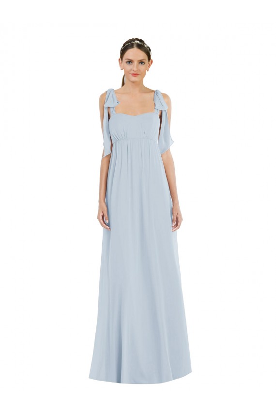 Long Sleeveless Soft Chiffon Sea Glass A-Line Semi Formal Evening Dress / Bridesmaid Dress Edmonton