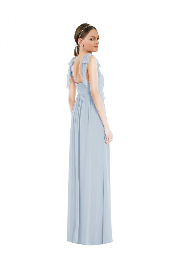 Long Sleeveless Soft Chiffon Sea Glass A-Line Semi Formal Evening Dress / Bridesmaid Dress Edmonton