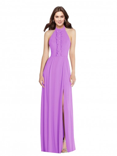 Long Sleeveless Soft Chiffon Violet A-Line Formal Evening Gown / Bridesmaid Dress Edmonton