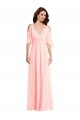 Long Cold Shoulder Soft Chiffon Pink A-Line Semi Formal Evening Dress / Bridesmaid Dress Edmonton