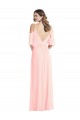 Long Cold Shoulder Soft Chiffon Pink A-Line Semi Formal Evening Dress / Bridesmaid Dress Edmonton