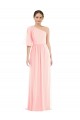 Long Bell Sleeves Soft Chiffon Pink A-Line Semi Formal Evening Dress / Bridesmaid Dress Edmonton