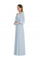 Long Puff Sleeves Soft Chiffon Sea Glass A-Line Formal Evening Gown / Bridesmaid Dress Edmonton
