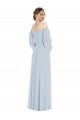 Long Puff Sleeves Soft Chiffon Sea Glass A-Line Formal Evening Gown / Bridesmaid Dress Edmonton
