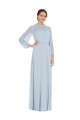 Long Puff Sleeves Soft Chiffon Sea Glass Strapless A-Line Formal Evening Gown / Bridesmaid Dress Edmonton