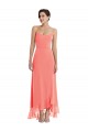 Long Sleeveless Soft Chiffon Coral A-Line High Low Bridesmaid Dress Edmonton