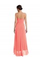 Long Sleeveless Soft Chiffon Coral A-Line High Low Bridesmaid Dress Edmonton
