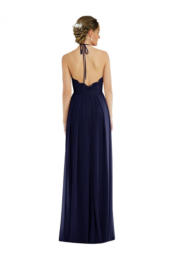 Long Sleeveless Soft Chiffon Dark Navy A-Line Semi Formal Evening Dress / Bridesmaid Dress Edmonton