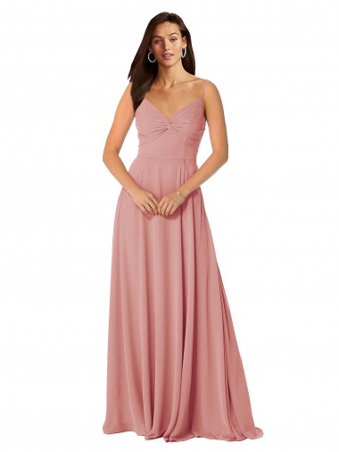 Long Sleeveless Lxue Chiffon Bliss Pink A-Line Bridesmaid Dress Edmonton