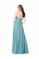 Long Sleeveless Soft Chiffon Turquoise A-Line Bridesmaid Dress Edmonton