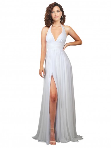 Sweep Train Sleeveless Soft Chiffon White A-Line Semi Formal Evening Dress / Bridesmaid Dress Edmonton