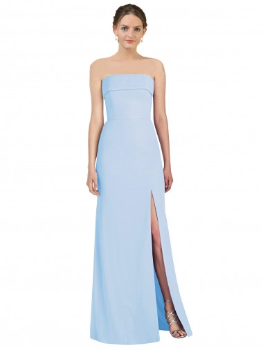 Long Sleeveless Soft Chiffon Light Sky Blue Trumpet Black Tie Evening Gown / Bridesmaid Dress Edmonton