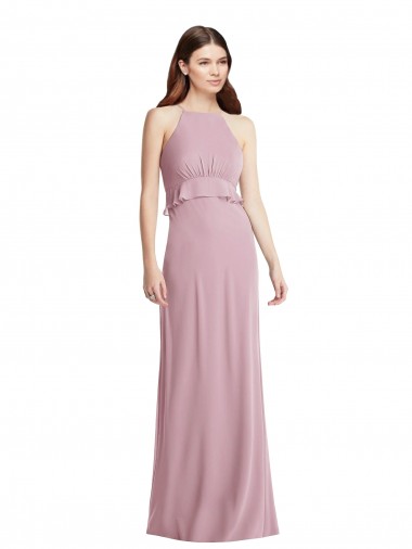 Long Sleeveless Chiffon Primrose A-Line Bridesmaid Dress / Evening Dress Edmonton