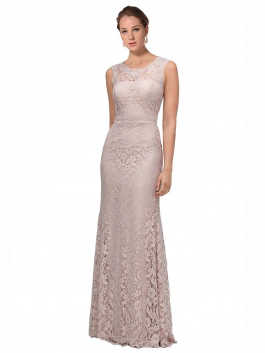 Long Sleeveless Lace Illusion Neck Mermaid Prom Dress / Bridesmaid Dress Edmonton