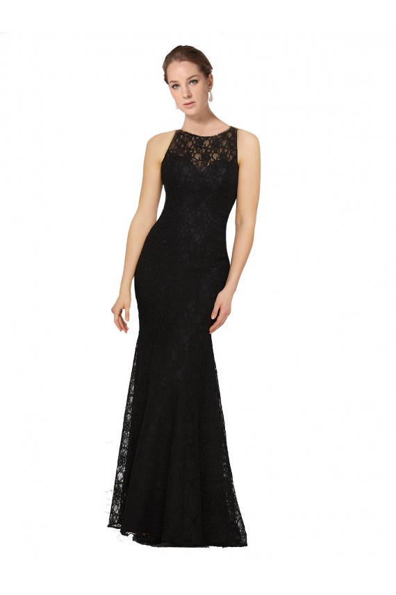 Long Sleeveless Lace Black Sheath Bridesmaid Dress Edmonton