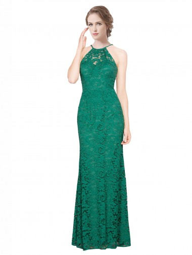Long Sleeveless Lace Dark Green Mermaid Prom Dress / Bridesmaid Dress Edmonton