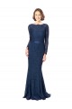 Sweep Train Long Sleeves Lace Dark Navy Mermaid, Sheath Bridesmaid Dress Edmonton