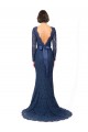 Sweep Train Long Sleeves Lace Dark Navy Mermaid, Sheath Bridesmaid Dress Edmonton