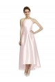 Long Sleeveless Satin Pink A-Line High Low Bridesmaid Dress Edmonton