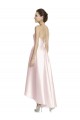 Long Sleeveless Satin Pink A-Line High Low Bridesmaid Dress Edmonton