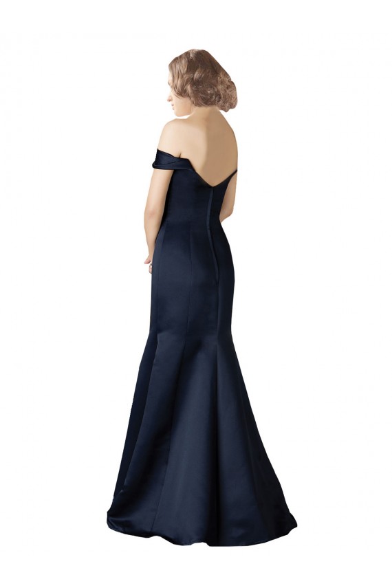Long Cap Sleeves Satin Dark Navy Mermaid Prom Dress / Bridesmaid Dress Edmonton