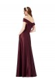 Long Cap Sleeves Satin Burgundy Gold A-Line Black Tie Evening Gown / Prom Dress / Bridesmaid Dress Edmonton