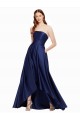 Long Sleeveless Satin Dark Navy A-Line High Low Evening Gown / Prom Dress / Bridesmaid Dress Edmonton
