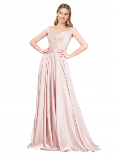 Long Sleeveless Satin Pink A-Line Formal Evening Gown / Prom Dress / Bridesmaid Dress Edmonton